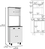 67" Tall Kitchen Pantry Cabinet with Open Shelves & Microwave Stand, Freestanding Cupboard Credenza Hutch with Doors & Drawer for Kitchen, Dining Room,White