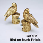Decorative Curtain Rod Finials, Pretty Polyresin Gold Bird Finials, Set of 2, Compatible with 1 inch or 1-1/8 inch Dia Curtain Rod, Standalone Finial Pair
