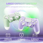 Puiseno Wireless Controller for PS-4, Dual Vibration Game Joystick/Motion Sensing/Touchpad/Speaker/3.5mm Audio Jack Headphone, Upgraded Six-Axis Sensor, Compatible with PS4/Slim/Pro Console/PC (green+purple)