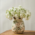 SIDUCAL Ceramic Vintage Pastoral Vase, 7.2 Inch Chinoiserie Floral Vase, Retro Ice Cracked Rustic Farmhouse Vases for Home Decor, Living Room, Bookshelf, Office, Tuscan Decor, Green and Beige
