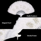 Aprince Bride to Be Fan Bridal Shower Gifts for Wedding Bachelorette Party Decorations White Pearl Feather Fan Bride Outfit Accessories