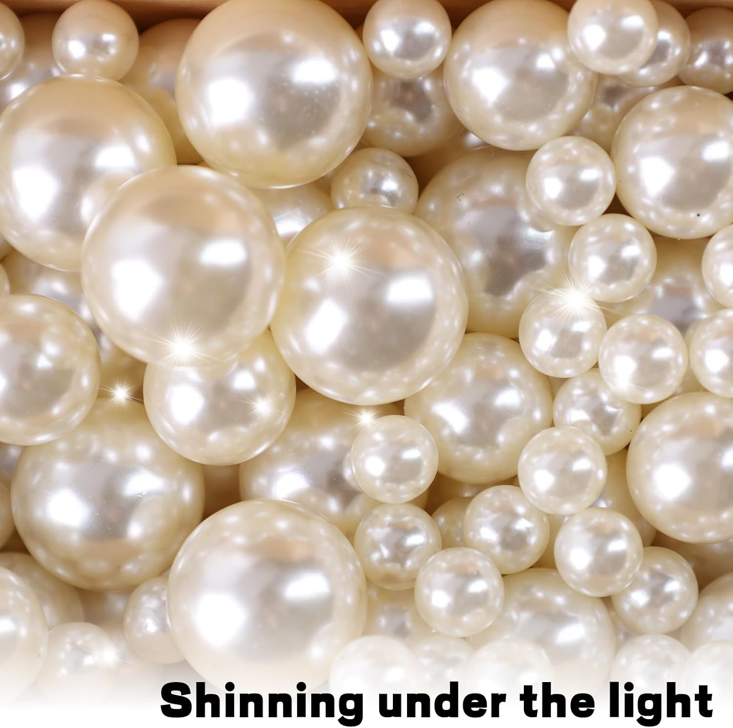 FUTUREPLUSX 200PCS No Hole Pearl Beads, Ivory Pearls for Vase Filler, Floating Candle Decorations, Wedding Party Table Centerpieces & DIY Crafts Decor