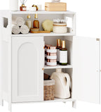 BEWISHOME Bathroom Storage Cabinet, Bathroom Floor Storage Cabinet, Freestanding Bathroom Cabinet with Double Doors and Adjustable Shelves, White 11.8" D x 23.6" W x 33.5" H YYG12W