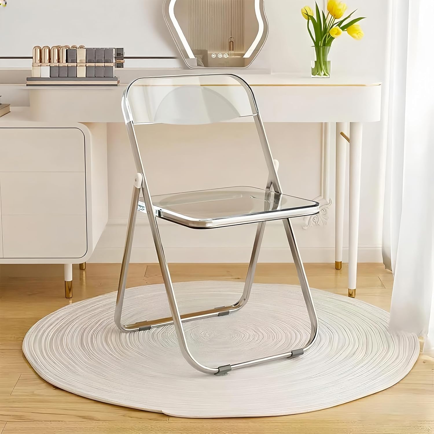 Folding Chair, 12 Pack Acrylic Chair, Clear | Space-saving acrylic folding chair,easy fold & store.Holds up to 300 lbs,comfortable for home,office,parties and daily use.