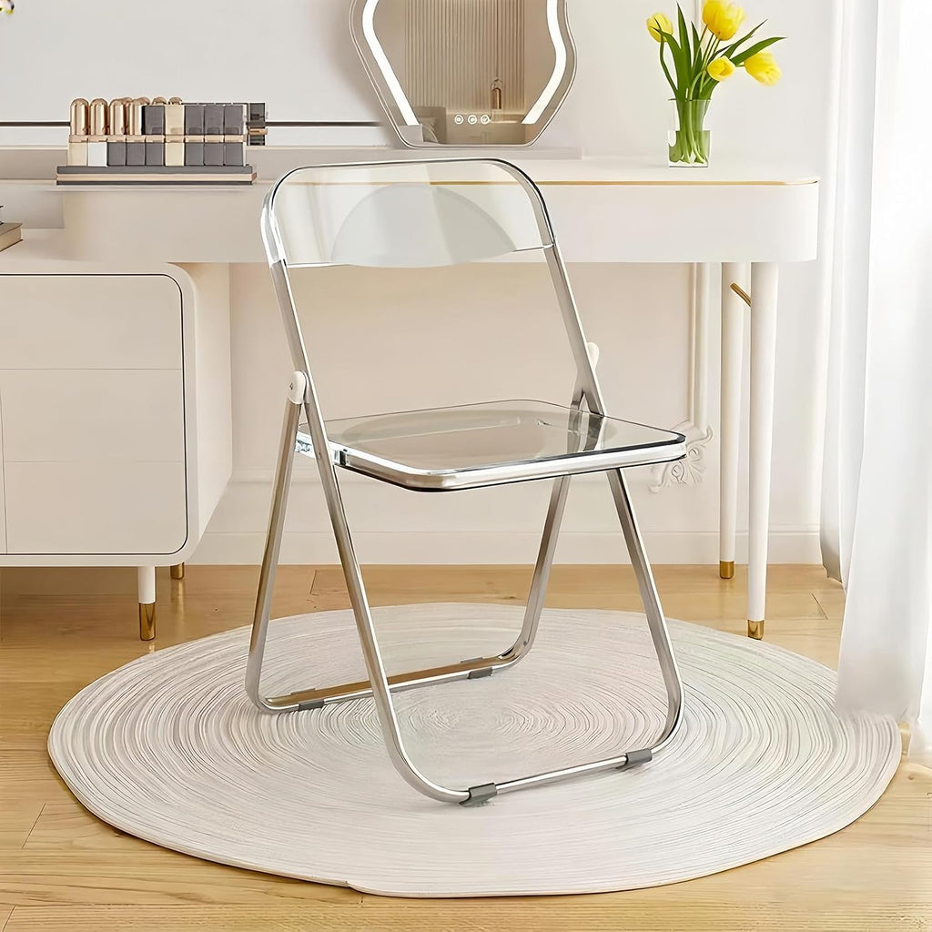 Folding Chair, 2 Pack Acrylic Chair, Clear | Space-saving acrylic folding chair,easy fold & store.Holds up to 300 lbs,comfortable for home,office,parties and daily use.