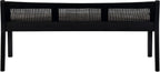 Powell Kasi Black Low Back Cane Bench with Beige Upholstered Seat