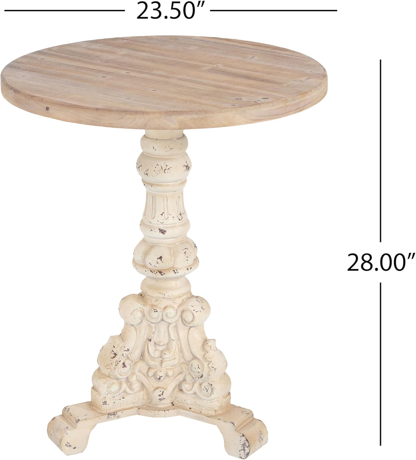 Christopher Knight Home Jorine Round End Table, Vintage Side Table, Wooden Tabletop, Lightweight Concrete Worn Base, Mid-Century Small Accent Coffee Desk for Living Room Bedroom Home Decor, Natural
