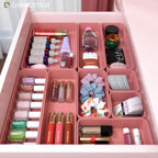 9 Pcs Stackable Drawer Organizer Trays Set, Multifunctional Stackable Storage Trays for Vanity, Bathroom, Kitchen, Desk Drawer Organizer Office. Plastic Drawer Organizers Available In 5 Colours, Rose