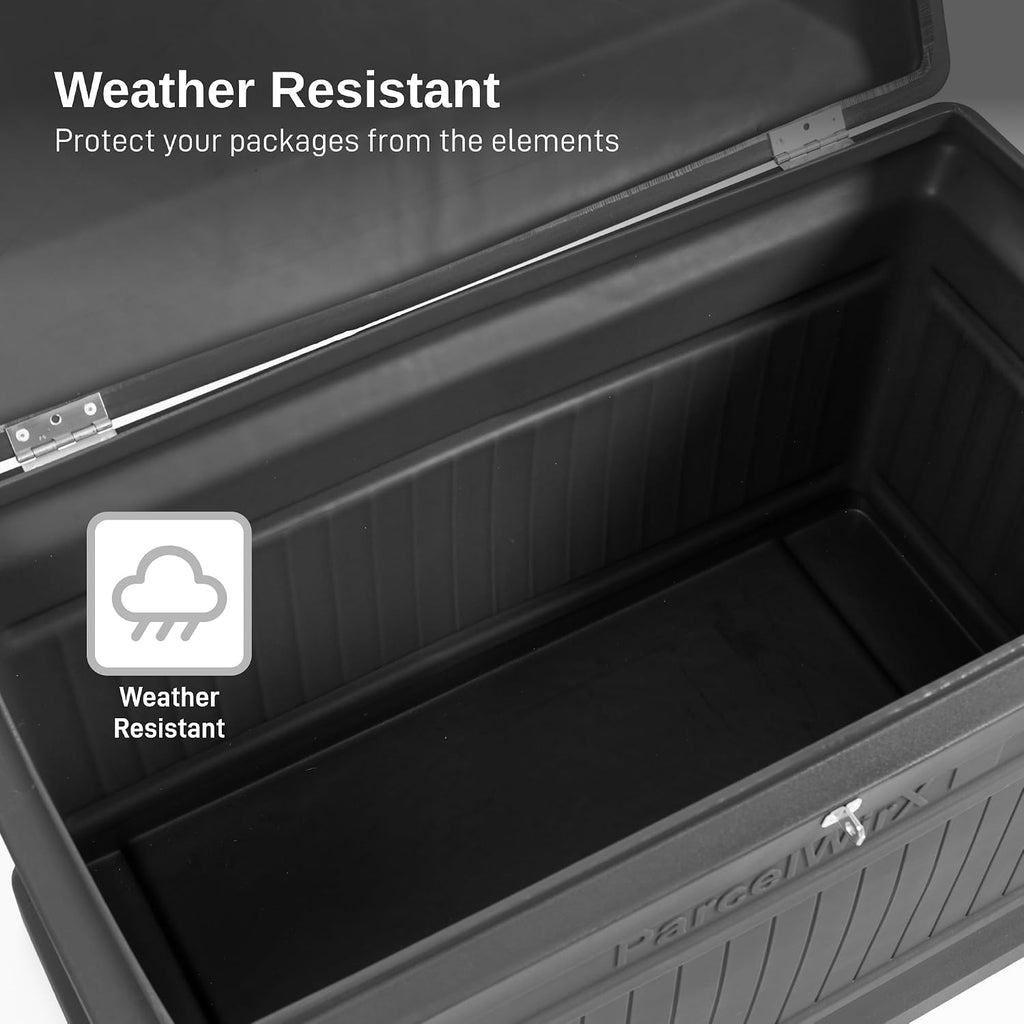 RTS Home Accents ParcelWirx Premium Horizontal Storage Cabinet/Lockable Package Delivery Box with Hinged Lid, Graphite