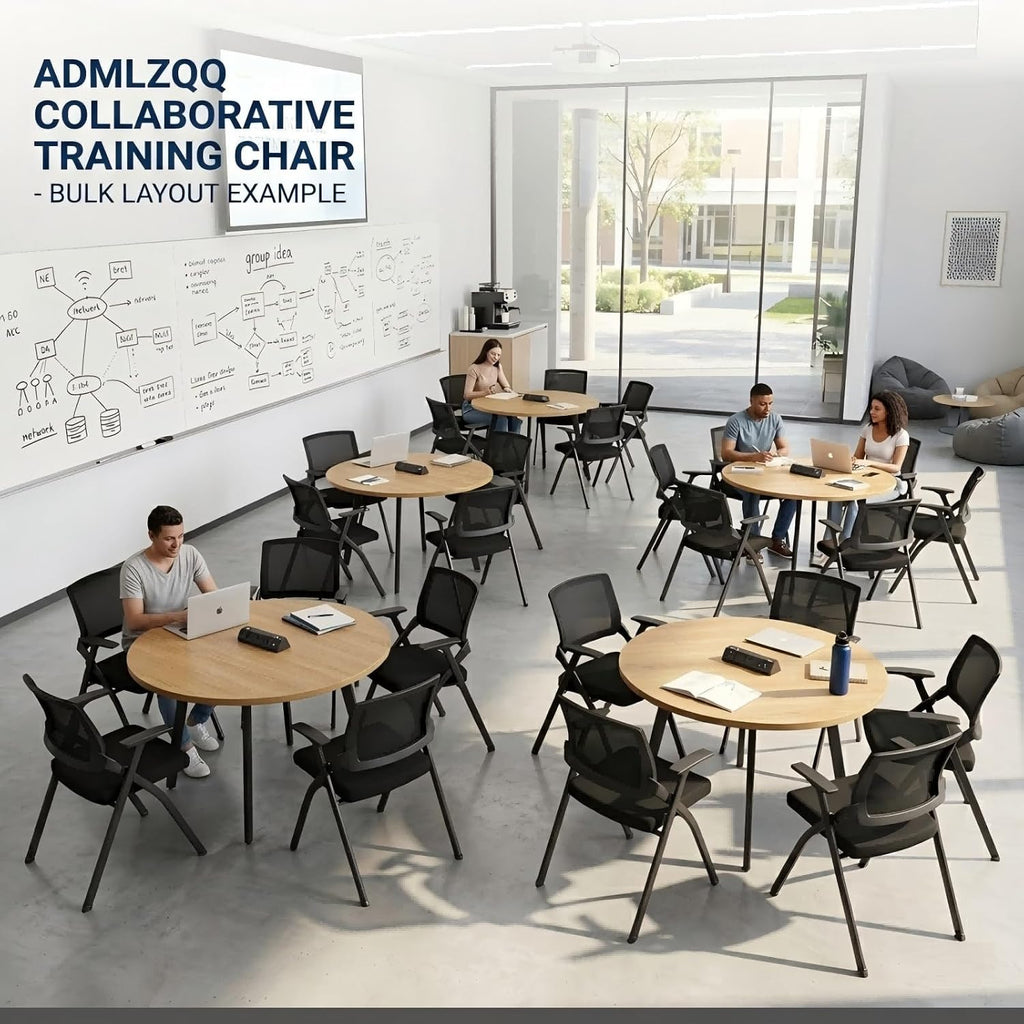 ADMLZQQ [12 Pack ] Folding Office Chair with Mesh Back, Heavy Duty Conference Room Chairs with Armres, Comfy Foldable Chair with Padded Cushion for Guest & Reception,Meeting,Classroom Training Chairs