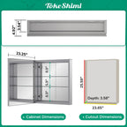 TokeShimi 24x26 Mirrored Medicine Cabinet, Aluminum Recessed Wall Mounted Bathroom Cabinet with Full-Overlay Mirrors