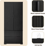 72" H Modern Kitchen Pantry Cabinet with 2 Large Drawers & 8-Door Spice Rack, Freestanding Sideboard Hutch Cabinet for Bathroom, Dining Room, Office, Entryway,Black