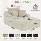 67.7" Chaise Lounge Chair Indoor with Cup Holders & Side Pocket, Oversized Boneless Lounger Chairs Indoor with 3 Soft Pillows, Deep Seat Reading Lounge Couch for Living Room, Apartment, Camel