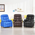 GLACER Kids Recliner Chair w/Cup Holder& Side Pockets, Children Recliner w/Comfortable Backrest, Armrests & Footrest, Toddler PU Leather Recliner for Boys Girls, 3+ Age Group, Black