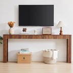 79" Fluted Console Table with Charging Station, Mid Century Modern Narrow Entryway Table with Power Outlet & USB Ports, Long Wooden Sofa Table Behind Couch, Hallway Accent Table for Foyer
