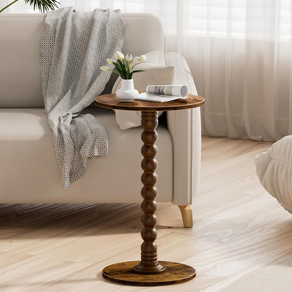 Drink Table, Drink Tables for Small Spaces, Modern Accent Nightstand with Solid Wood Leg for Living Room, Bathroom, Bedroom