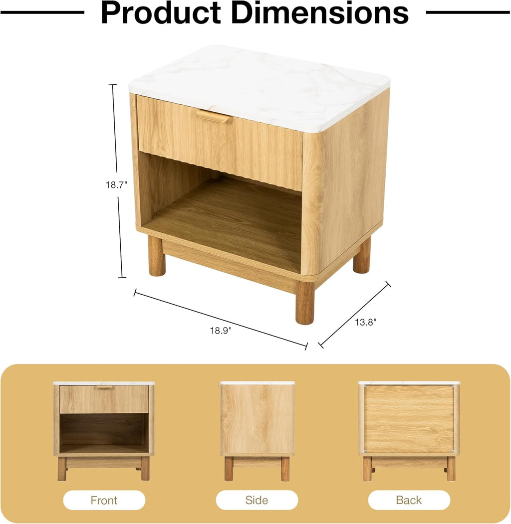 Fluted Cabinet with Storage, Pantry Cabinet for Living Room, Oak