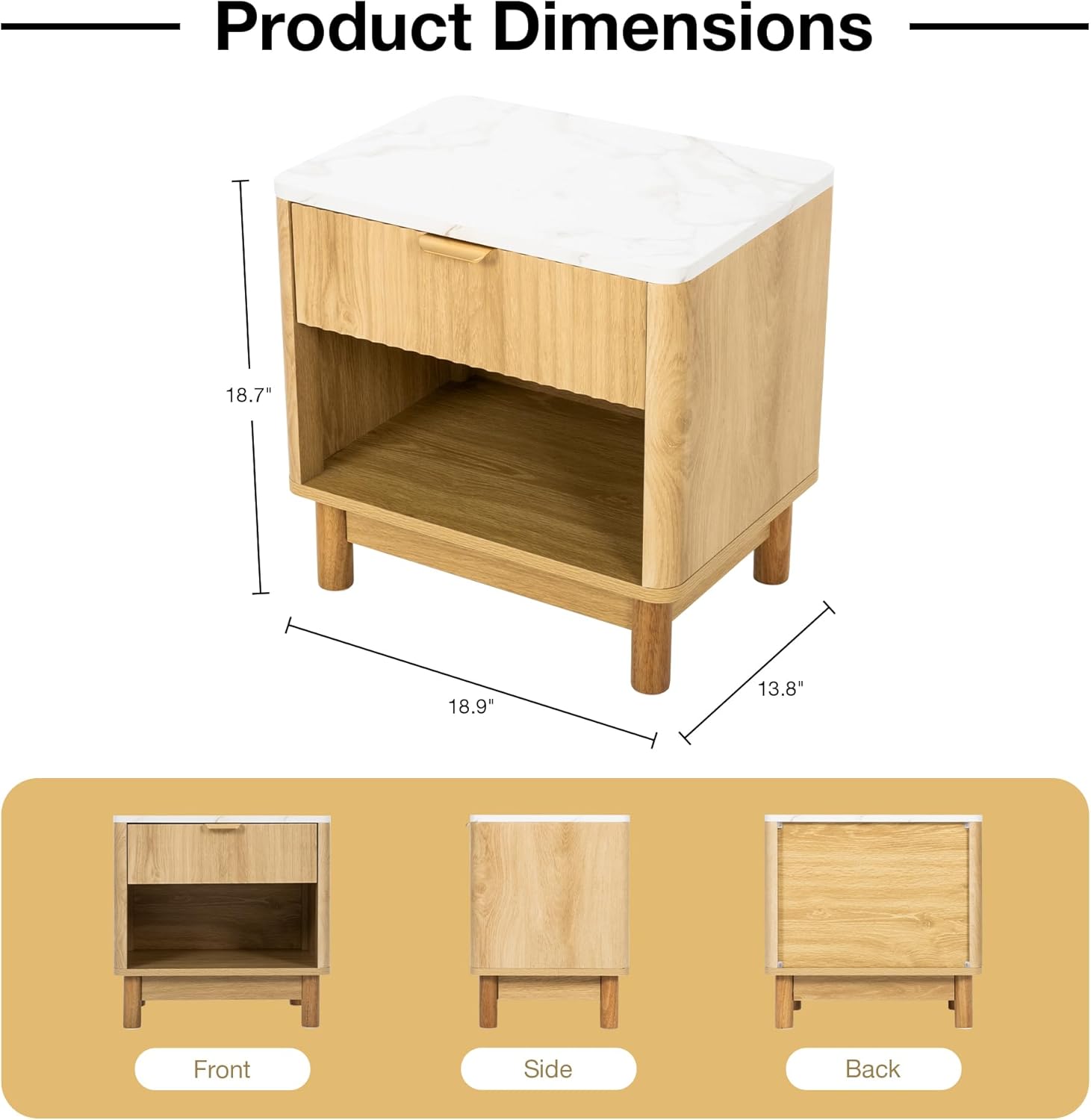 Fluted Cabinet with Storage, Pantry Cabinet for Living Room, Oak