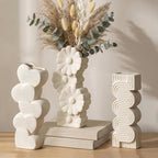 White Ceramic Flower Vases Table Decor Heart Shaped Vase Set of 3 | Nordic Heart Shaped Vases Minimalist Decorative Vase for Table Centerpiece Wedding Dining Living Room Office House Decoration