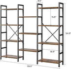 SUPERJARE Triple Bookshelf, Bookcase with 11 Open Display Shelves, Wide Book Shelf Book Case for Home & Office, 4 Tier, Brown,ABC009Z
