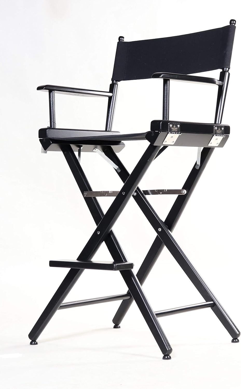 Filmcraft Tall Black Director’s Chair – Professional Folding Makeup Artist Chair with Canvas Seat & Back – Hollywood Film Set, Photography Studio & Hair Stylist Director Chair Black Canvas