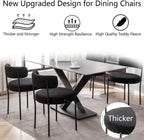 Cinxzar Black Boucle Dining Chairs Set of 4, Upholstered Dining Chairs with Black Metal Legs, Round Modern Dining Chair for Dining Room