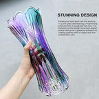 11.2 Inch Glass Vase-Iridescent Purple and Teal Thickened Cylinder Colorful Flower Vase Decor for Home Dining Table Centerpiece Office Wedding Holiday Party