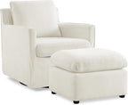 KISLOT Swivel Accent Chair with Ottoman, Rocking Recliner 360 Degree Swivel Armchair Machine-Washable Cover for Nursery Living Room Bedroom