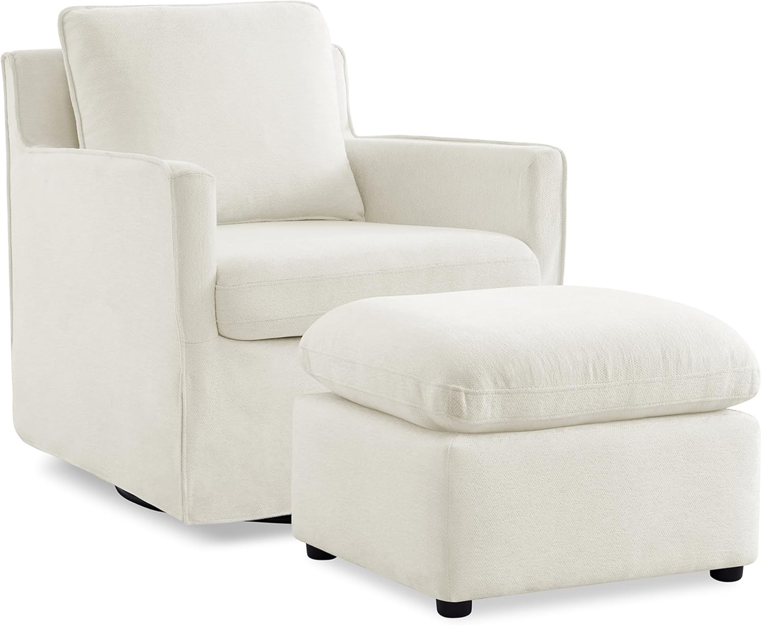 KISLOT Swivel Accent Chair with Ottoman, Rocking Recliner 360 Degree Swivel Armchair Machine-Washable Cover for Nursery Living Room Bedroom