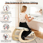 Ergonomic Kneeling Chair - Adjustable Seat, Smooth Rocking Base for Active Posture, Relieves Back & Spine Pressure for Office &Home Sturdy Kneeling Desk Chair Holds 300 lbs, Durable & Stable