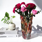 Heavy Flower Glass Vase Thickened 3.5lb 9.5inch Sparkle vase Bohemian Style, for Centerpieces,Kitchen,Office, Wedding,Perfect Home Decor Glass Vase (Purple Light)