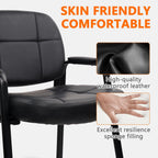 CLATINA Big and Tall 400 lbs Office Guest Chair, Leather Waiting Room Reception Chair No Wheels with Padded Arms for Elderly Home Meeting Conference Room Lobby Side Salon Clinic, Black 4 PK