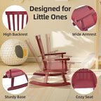 Kids Rocking Chair for Toddler and Small Baby Wooden Comfy Rocker Furniture Indoor Cozy Recliner for Bedroom Play Room Couch Outdoor Red