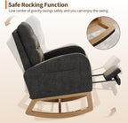 Modern Rocking Chair for Living Room, Comfortable Recliner Rocker with Side Pocket, Soft Linen Upholstered Glider Chair for Bedroom, Nursery, Lounge-Grey