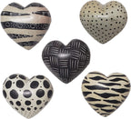 Love You My Friend Precious Hearts Hand Carved and Designs Etched By African Artisan. Valentine Mothers Day Bowl Vase Filler Set of 5 (Small, Black & White)