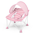 Bright Starts Pop ’N Chill Baby Chair Travel Seat, Indoor/Outdoor Use, Portable Infant Seat with Removable UPF 50+ Canopy, Pink, 0-6 Months
