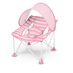 Bright Starts Pop ’N Chill Baby Chair Travel Seat, Indoor/Outdoor Use, Portable Infant Seat with Removable UPF 50+ Canopy, Pink, 0-6 Months