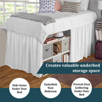 SKY BEDDINGS Dorm Room Bed Skirt - College Dorm Bed Skirt - Twin XL, Extra Long - 32 Inch Drop - 100% Microfiber - White