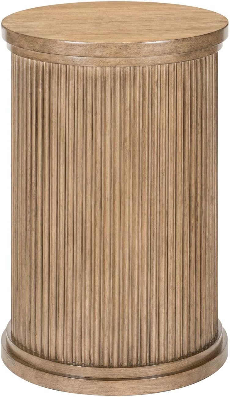 Liberty Furniture Haven Hills Round Chairside Table for Living Room Traditional - Camel Beige Birch Wood