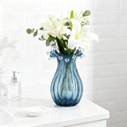 Hand Blown Glass vase, Unique Blue Glass vase, Modern Art Decor, Suitable for Living Room Coffee Tables, Wedding centerpieces, Dining Tables, and Office Centerpiece Floral Arrangements