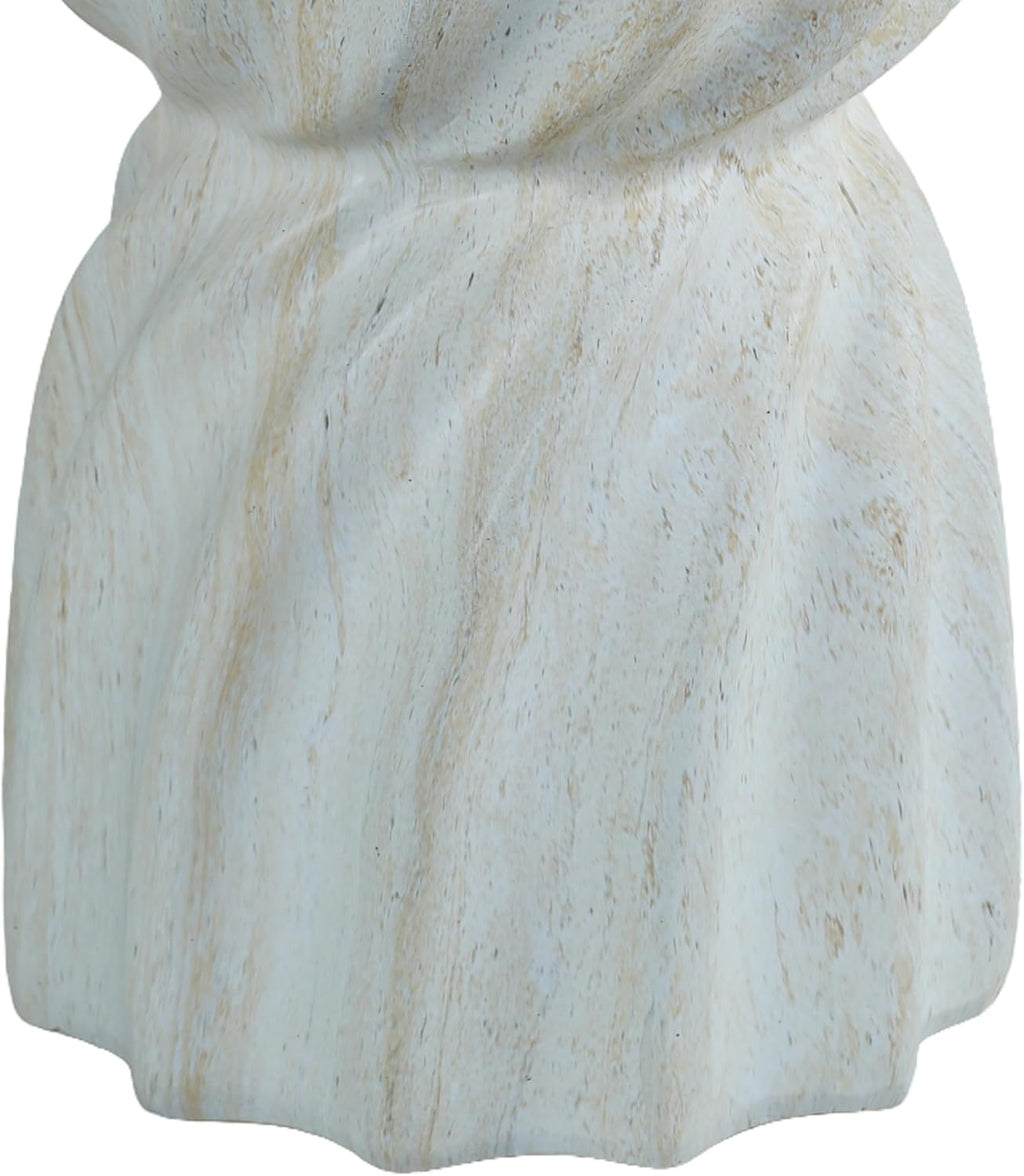 13.78" Cement End Table for Patio,Garden Faux Terrazzo Accent Table,Modern Small Round Side Table for Outside,Tree Stump Garden Stool DrumTable Indoor