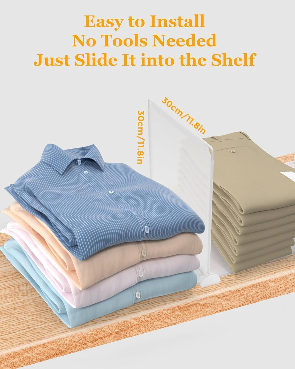 Shelf Dividers for Closet Organization, Portable Closet Shelf Divider, Closet Dividers for Shelves, Shelf Separators, Easy Access and Storage, Fits Wire Shelves and Wooden Boards 3pack