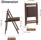 Folding Dining Chairs with Cushion, Padded Folding Chairs Lightweight, Modern Folding Patio Chairs, Wooden Dining Chairs, Foldable Chairs Set of 2 for Picnic, Camping, Office, Party, Walnut