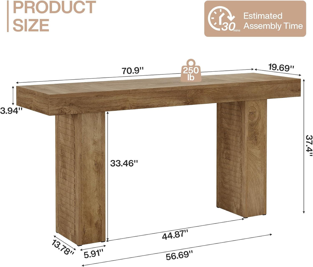 Tribesigns 70.9" Extra Long Bar Table, Rectangular Counter Height Pub Table, Modern Farmhouse Bar Height Table Home Bar Units for Kitchen Island, Bistro, Brown
