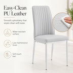 Dining Chairs Set of 4,Sillas de Comedor Modernas 4,Leather Upholstered Kitchen Chairs with Chrome Metal Legs,Modern Dining Room Chairs ,Easy-Clean Chairs for Dining Room, Apartment (Light Gray,4)