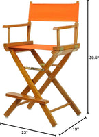 Casual Home 24" Director's Chair Honey Oak Frame-with Tangerine Canvas, Counter Height