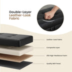 Simple Deluxe Ottoman with Storage Bench Chair, 28.5" L x 19.5" W x 17.5" H Foot Rest Stools with Synthetic Leather,Ottoman Storage Chest Box with Padded Seat for Bedroom, Living Room, Entryway,Black