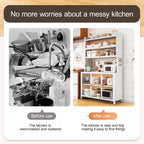 Sideboard with Buffet Cupboard, Tall Kitchen Pantry Storage Cabinet with Microwave Stand, Adjustable Shelf, Cupboard for Dining Room Living Room Furniture(White,80cm/31.4in)
