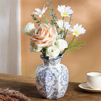Blue and White Vase, Chinoiserie Ceramic Vase for Centerpiece, 5.91" Vintage Flower Vase for Living Room, Office,Home Decor,French Country Decor