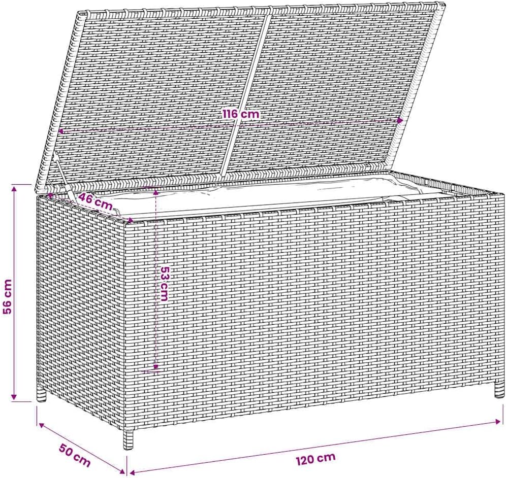 Garden Storage Box Outdoor 50.2 Gal Resin Wicker Bench with Lid and Lockable Seat for Patio, Deck, Backyard, and Porch Cushion Organizer Weather Resistant